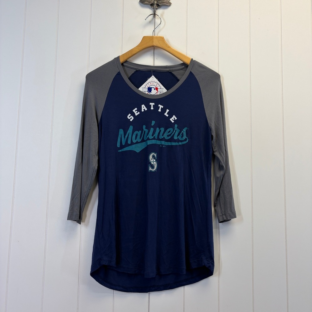 MLB Majestic Seattle Mariners Baseball Jersey Tee Women Medium Baseball Sporty